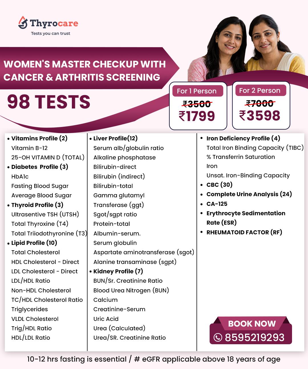 WOMENS MASTER CHECKUP WITH CANCER & ARTHRITIS SCREENING